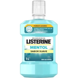 Listerine Mentol Sabor Suave (1 x 1 L), enjuague bucal con flúor 0% alcohol, col