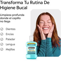Listerine Mentol Sabor Suave (1 x 1 L), enjuague bucal con flúor 0% alcohol, col