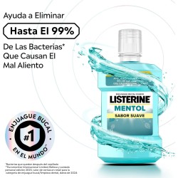 Listerine Mentol Sabor Suave (1 x 1 L), enjuague bucal con flúor 0% alcohol, col