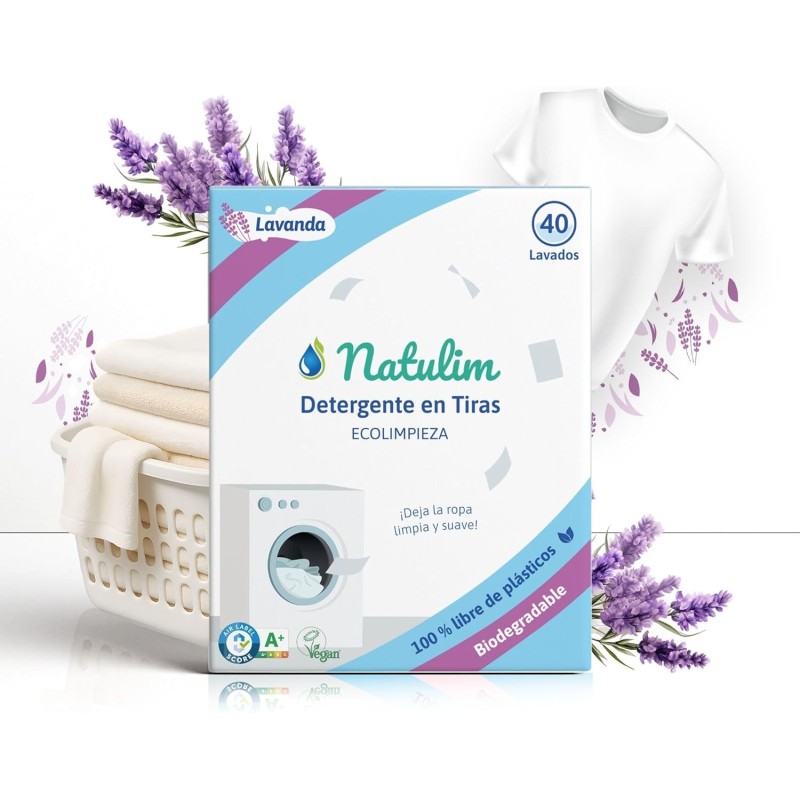 Detergente Tiras Lavadora Lavanda 40 Lavados Natulim